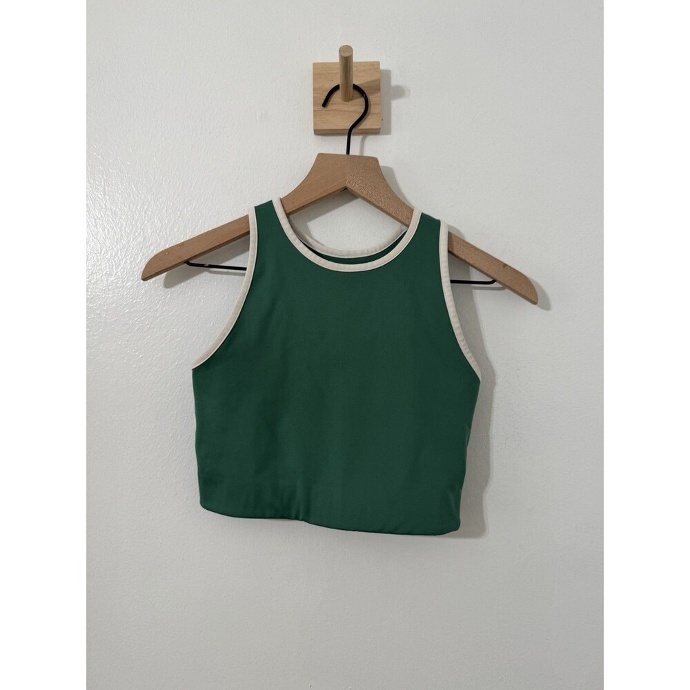 Girlfriend Collective Dylan Tank Bra size Small Athletic Running Pilates Green